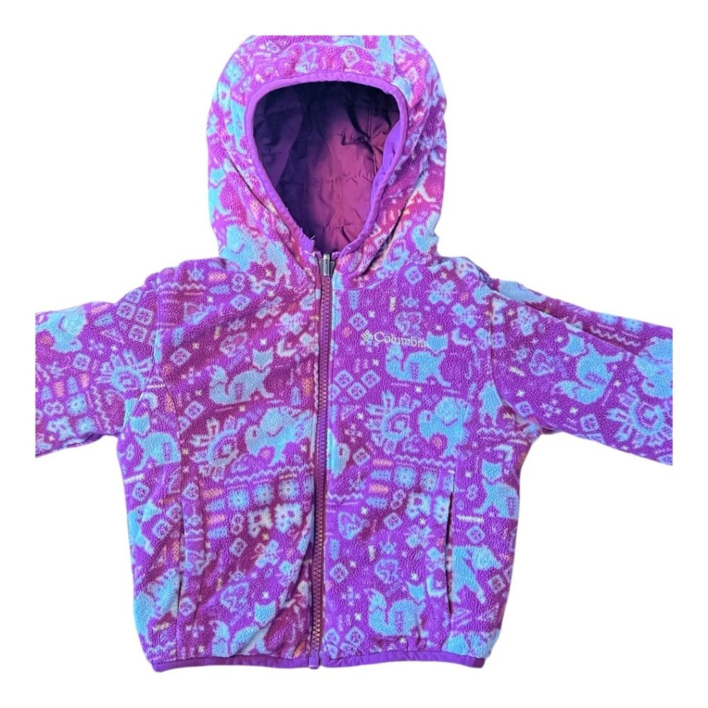 Columbia Reversible Hooded Jacket – Purple Puffer & Fleece – 2T